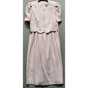 Miss Dorby Womens Maxi Dress Petite 10 Pink White Embroidered